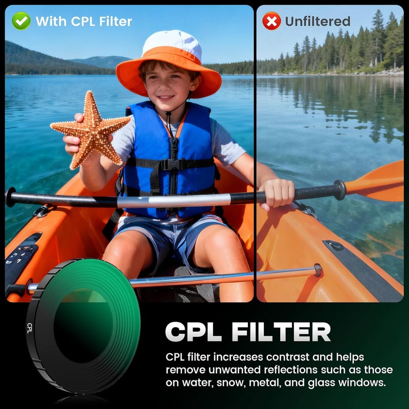 MINGVEN Osmo Nano ND Filter Set with Screen Protector, CPL + ND Filters for DJI Osmo Nano Standard Combo Accessories, 4 Pack (CPL, ND8, ND16, ND32) - Image 4